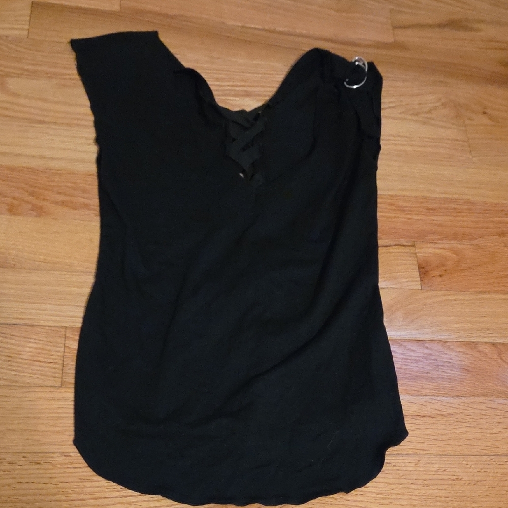Heart Moon Star Black Sleeveless Asymmetrical Tank Top